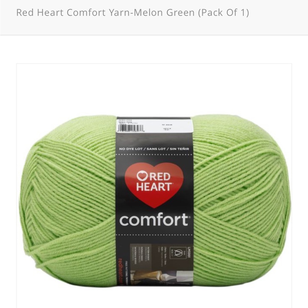 Red Heart Comfort Yarn - Melon Green